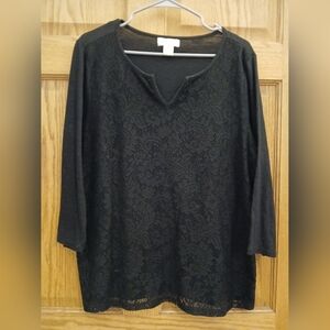 Liz Claiborne Sz XL Blk Blouse